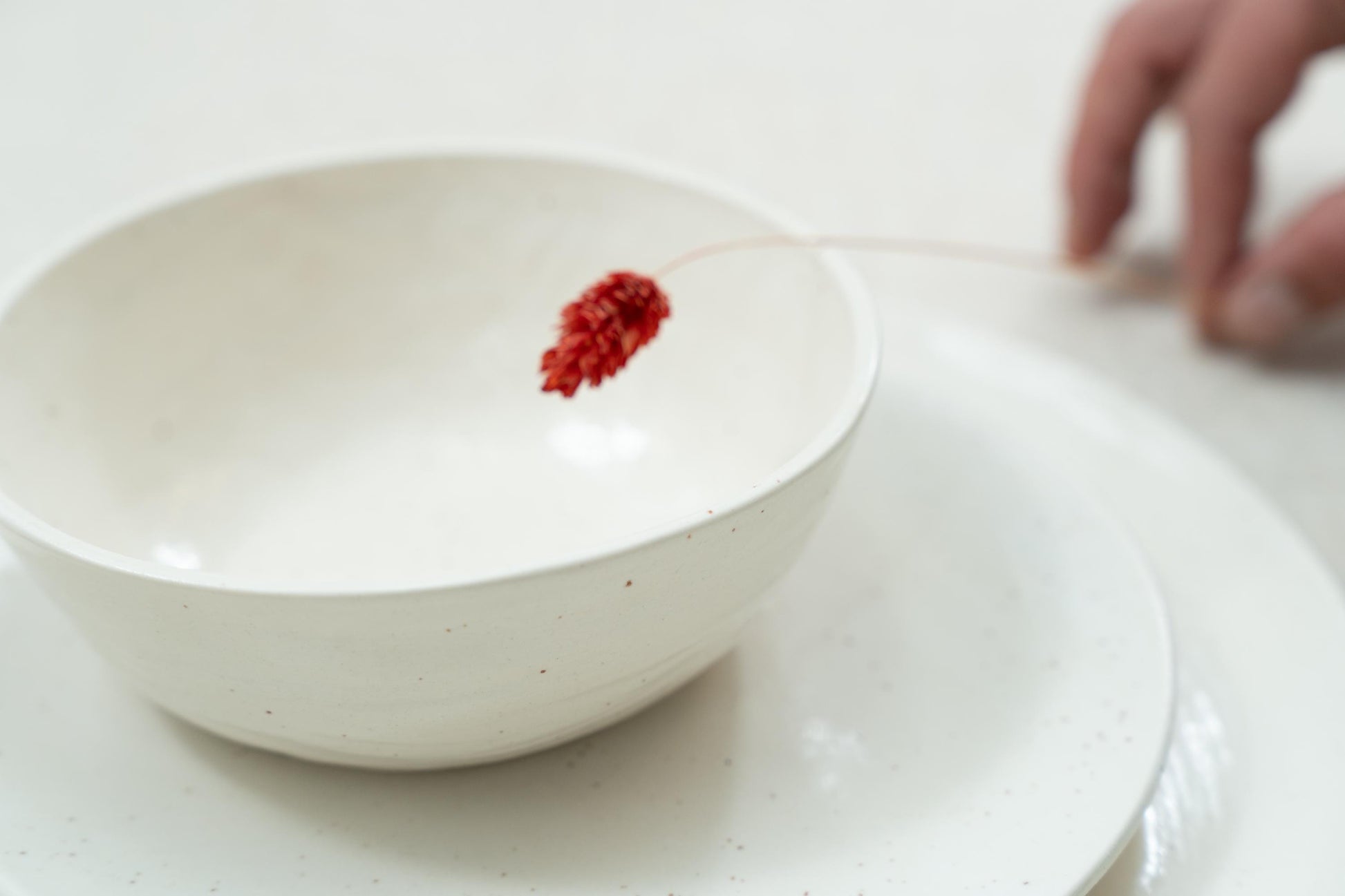 Curved ceramic bowl close-up