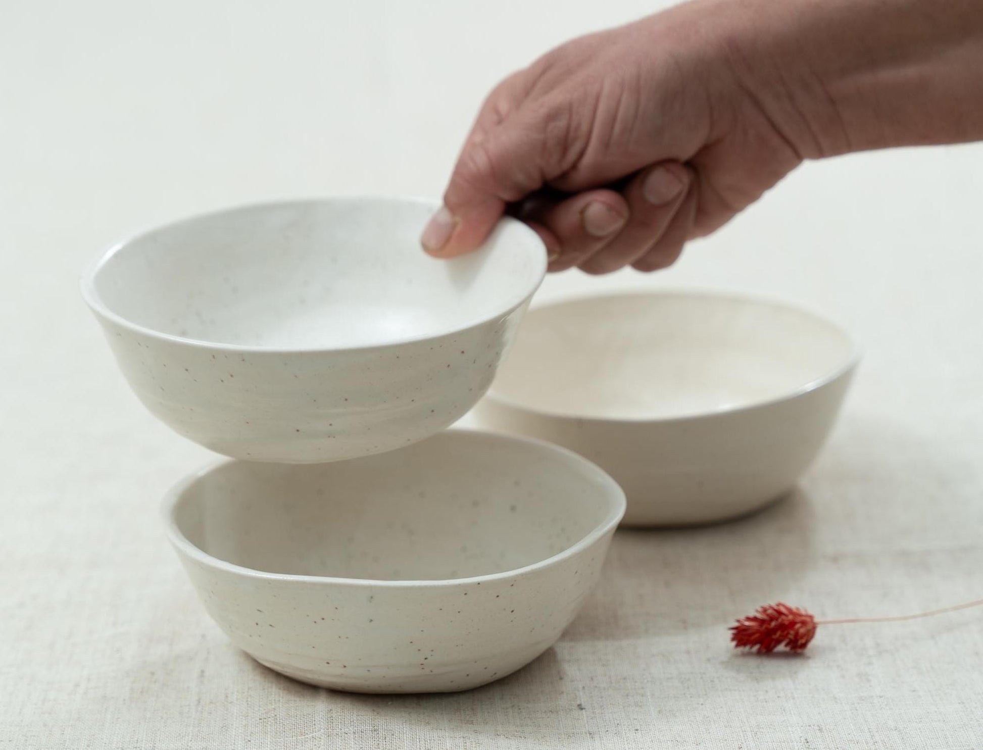 3 White ceramic bowls