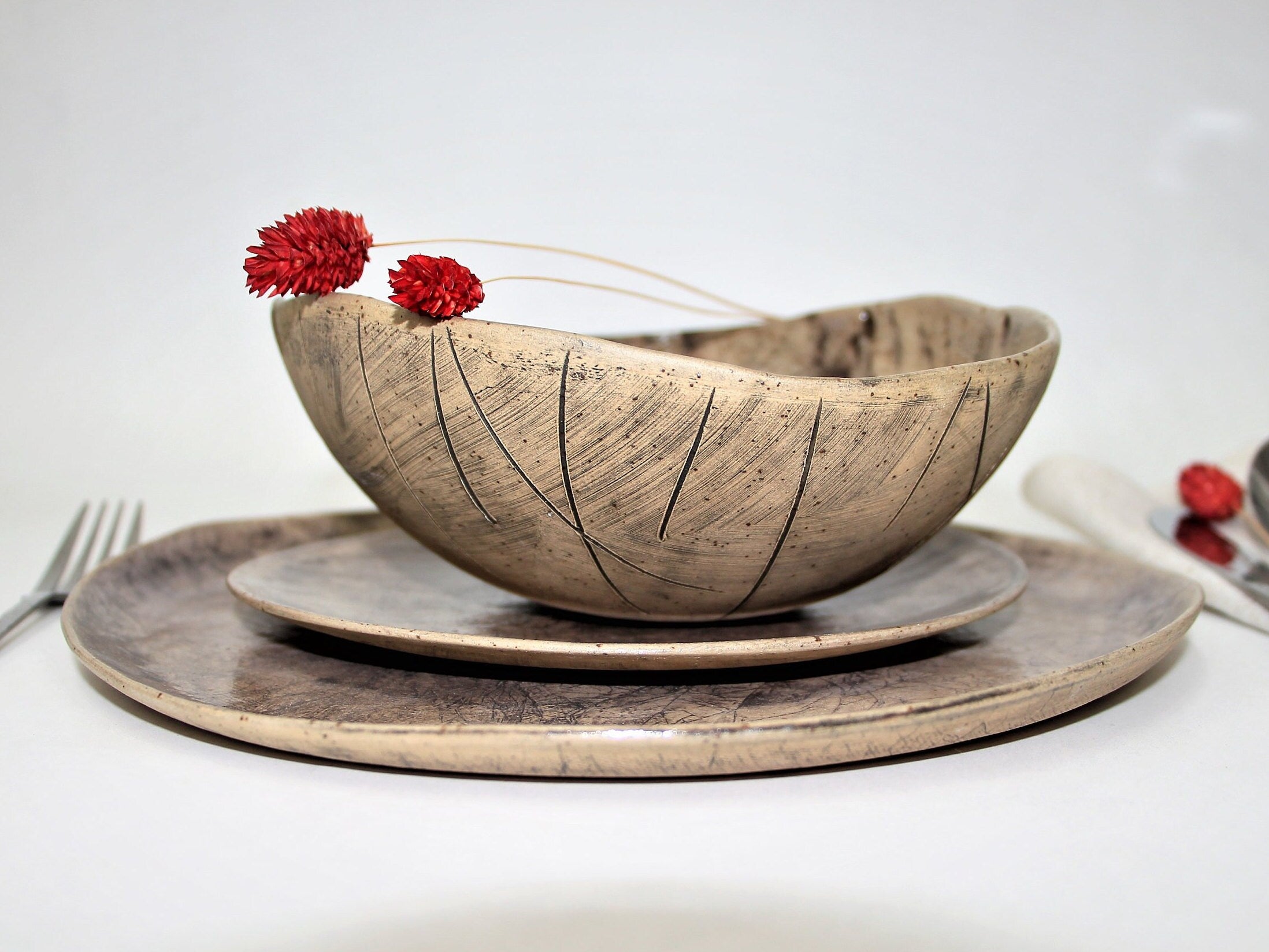 Handmade Rustic Ceramic Dinnerware Set. A Unique and Modern Stoneware ...