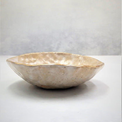 Stoneware Bowl with 24k Gold Finish