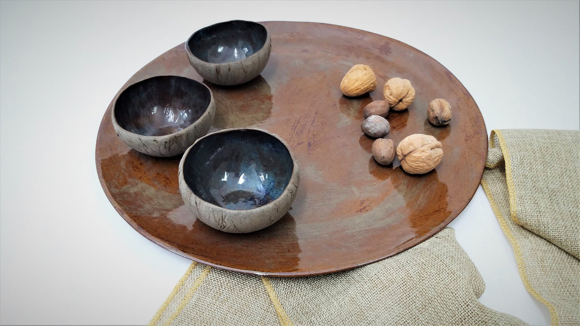 Brown Ceramic Serving Bowl Set