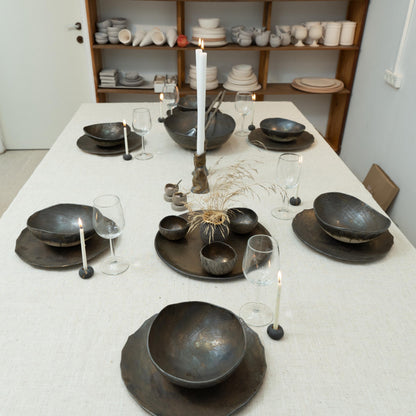 Wide-angle of table set with candlelight