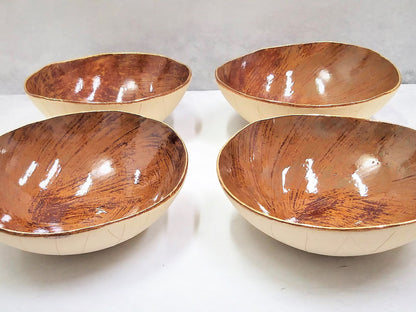 Handmade Brown Golden Ceramic Bowls