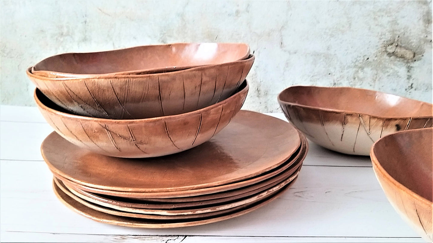 Brown camel ceramic plates