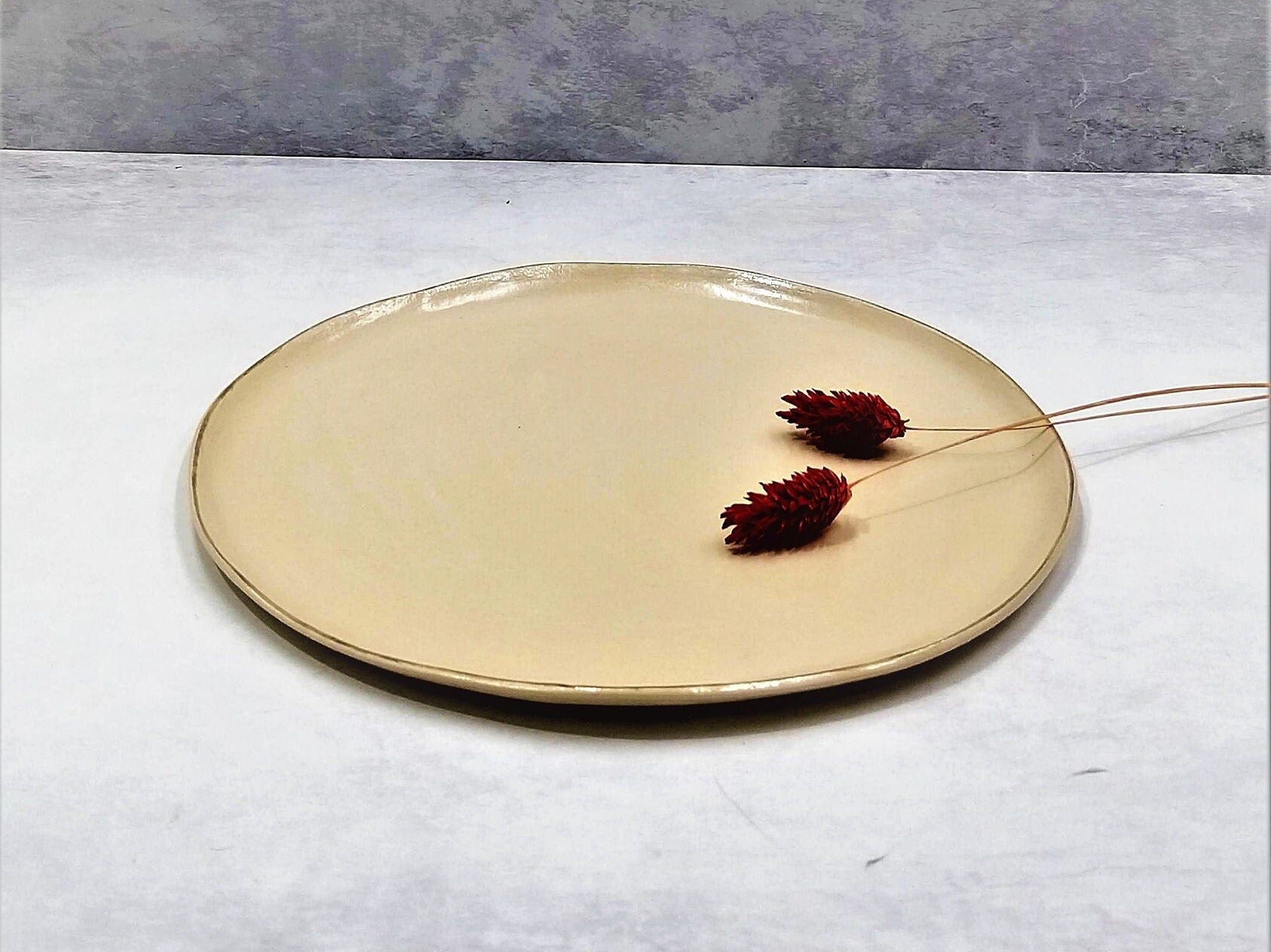 Golden Ceramic Cream Plate