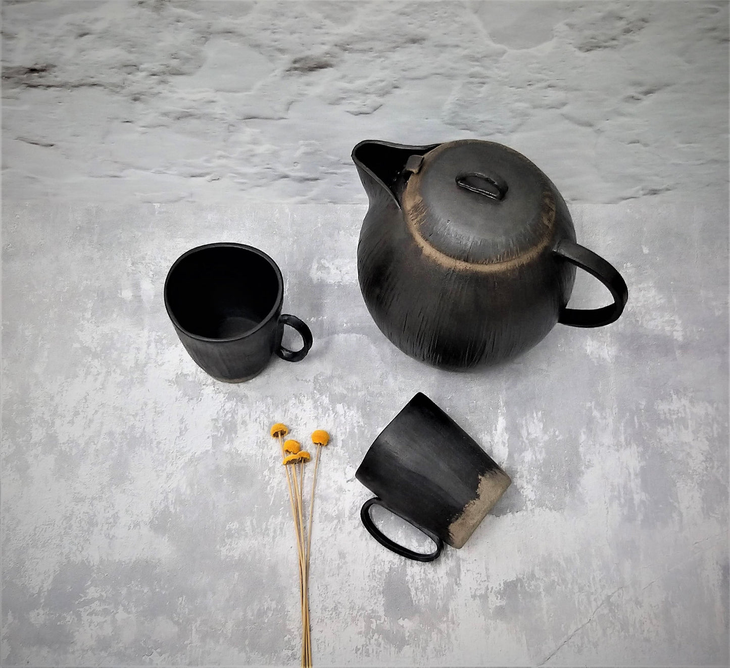 Black Ceramic Teapot Set