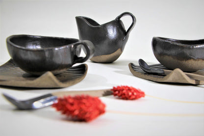 Handmade Ceramics Black Gray Cup