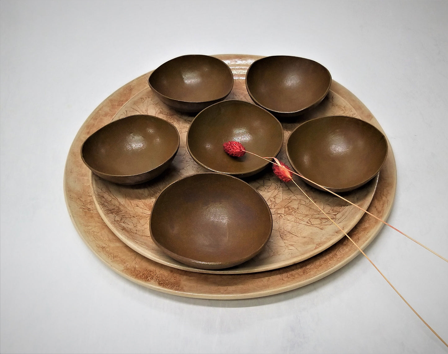 Brown Ceramic Unique Seder Plate