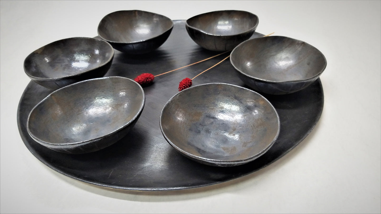 Black Ceramic Pesach Seder Plate
