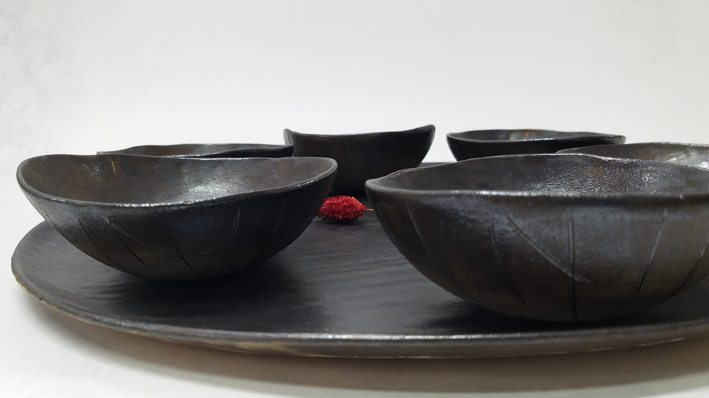 Black Ceramic Plate And Bowls For Passover