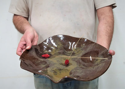 Unique Brown Ceramic Serving Plate 