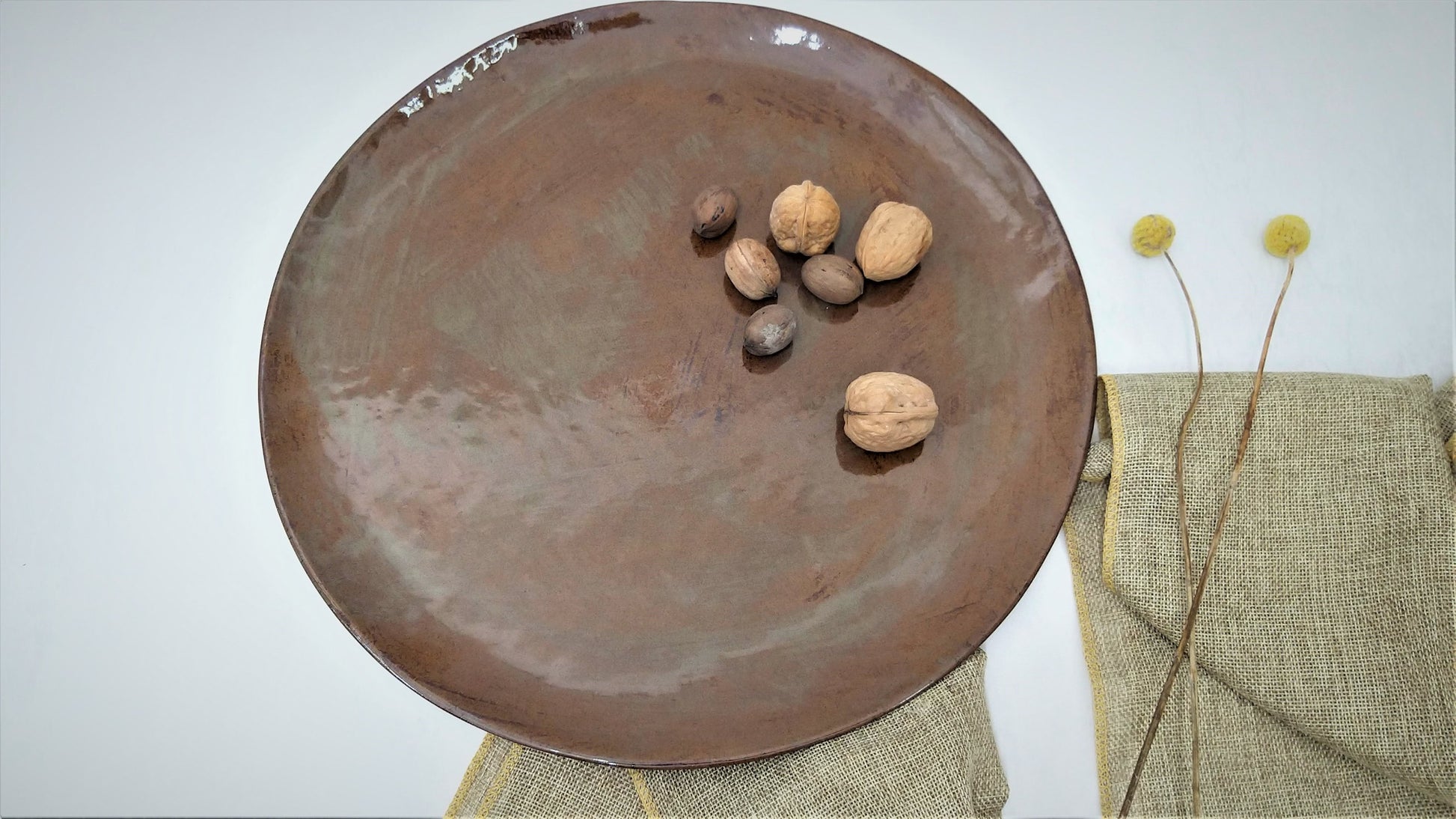Serving Brown Blue Handmade Ceramic Tray