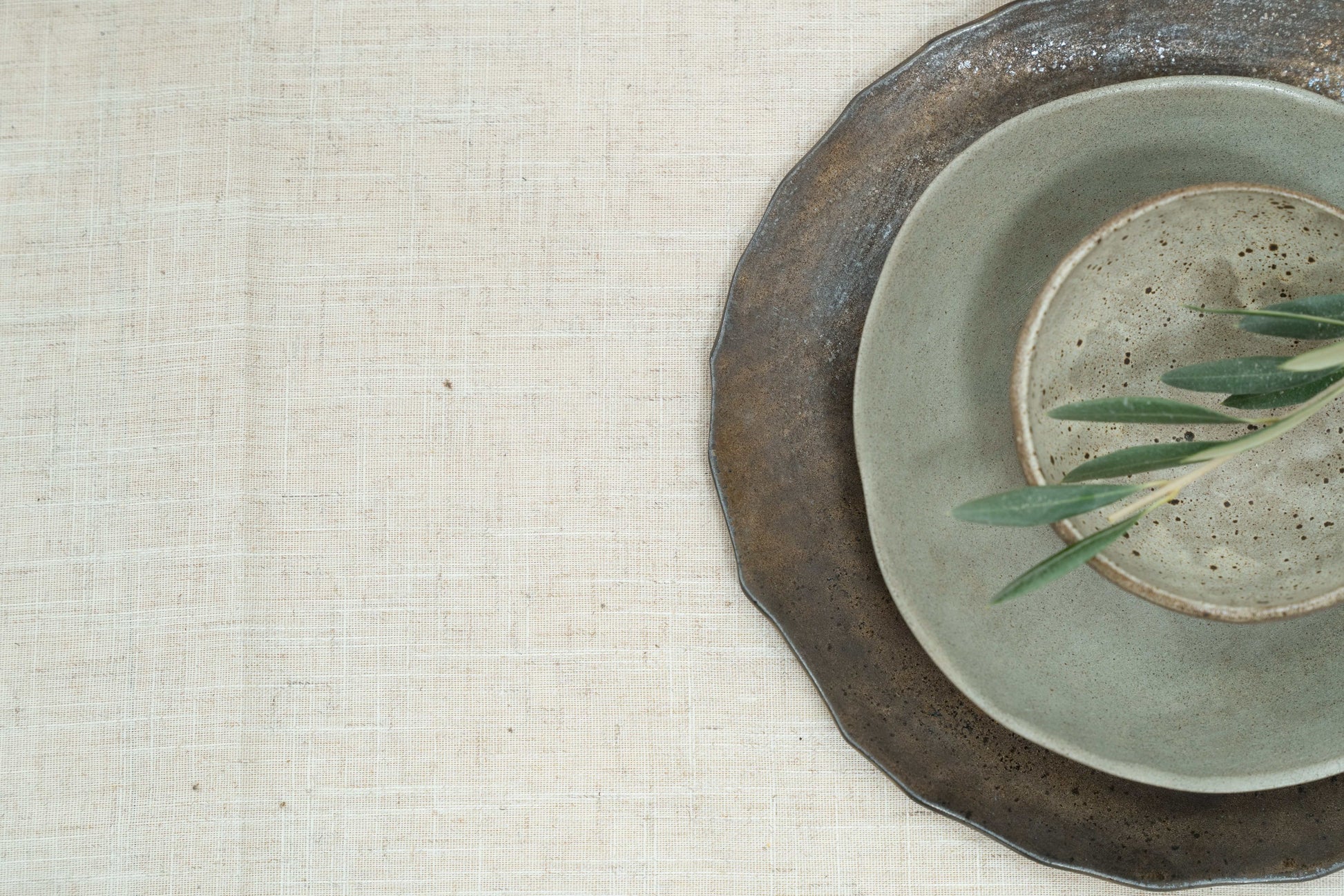 Stacked bowls and plate
