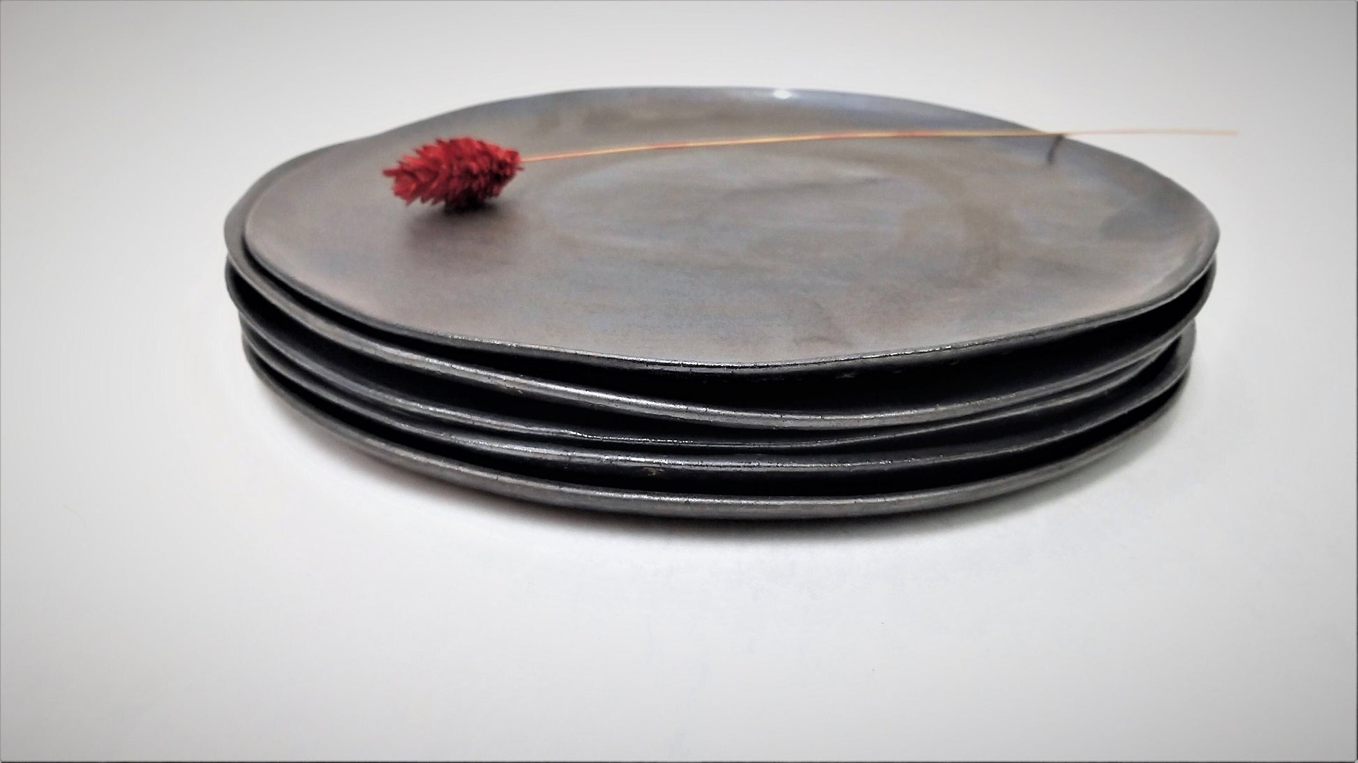Black And Bronze  Handmade Ceramic Plates