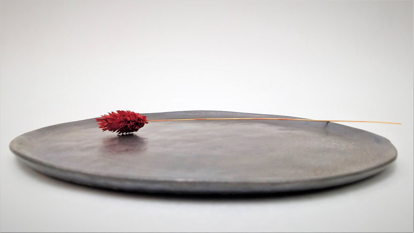 Ceramic Plate with Black and Bronze Glaze