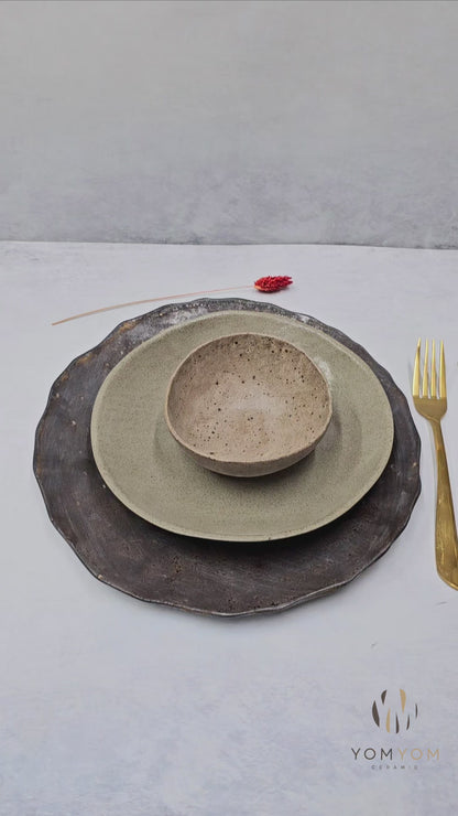 Rustic Handmade Ceramic Dinnerware Set – 3 Pieces