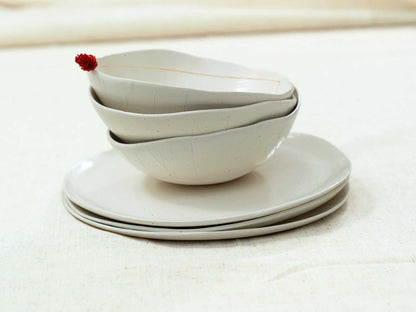 White ceramic dinner set – plate and bowl