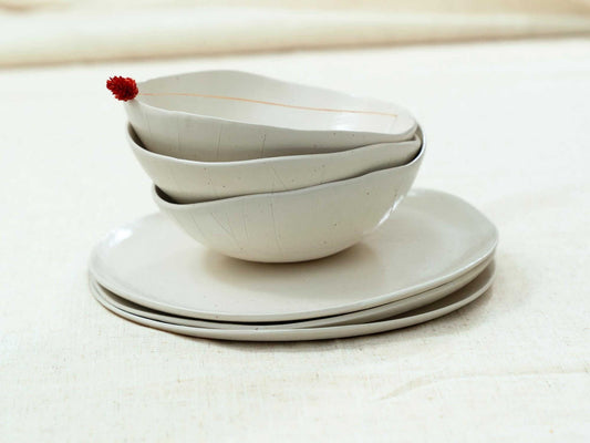 White ceramic dinner set – plate and bowl