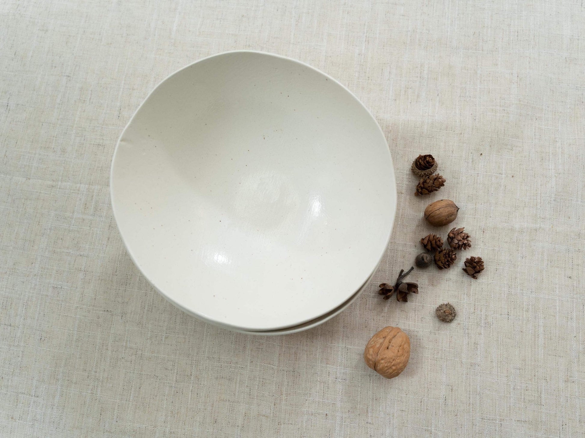 Top view of white ceramic bowl