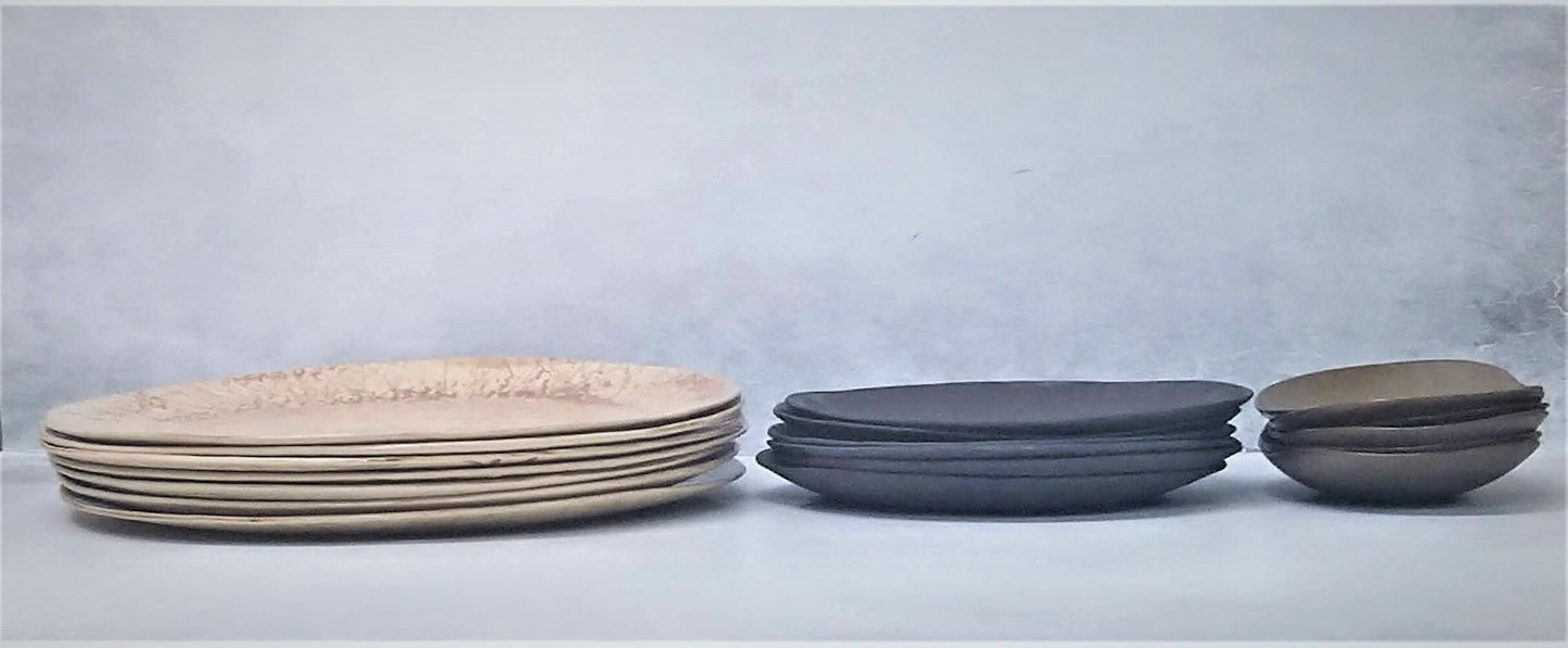 Rustic Ceramic Dinner Plates Set, 3 pieces Dinnerware set