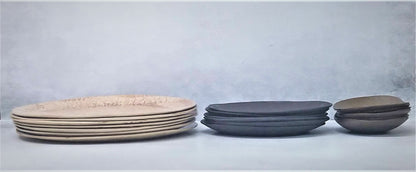Rustic Ceramic Dinner Plates Set, 3 pieces Dinnerware set