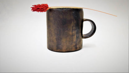 Ceramic Coffee Mug, Handmade Pottery Mug, Bronze Coffee Mug, Unique Coffee Mug, Modern Mug, Stylish Coffee Mug, Rustic Mug, Black Coffee Cup