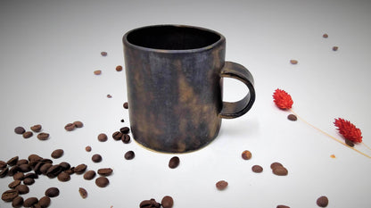 Ceramic Coffee Mug, Handmade Pottery Mug, Bronze Coffee Mug, Unique Coffee Mug, Modern Mug, Stylish Coffee Mug, Rustic Mug, Black Coffee Cup
