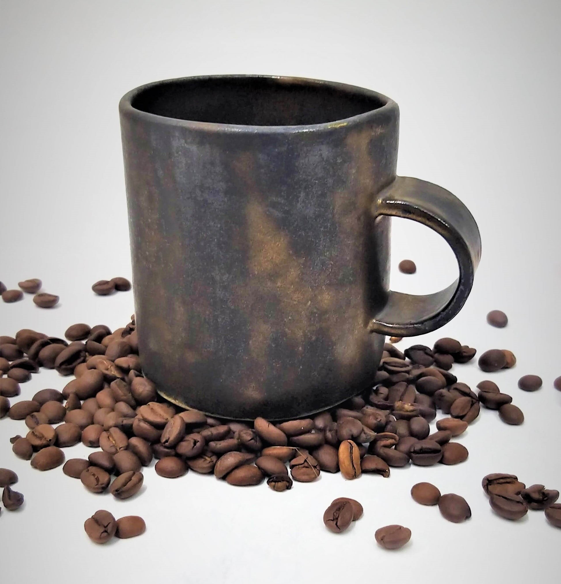 Ceramic Coffee Mug, Handmade Pottery Mug, Bronze Coffee Mug