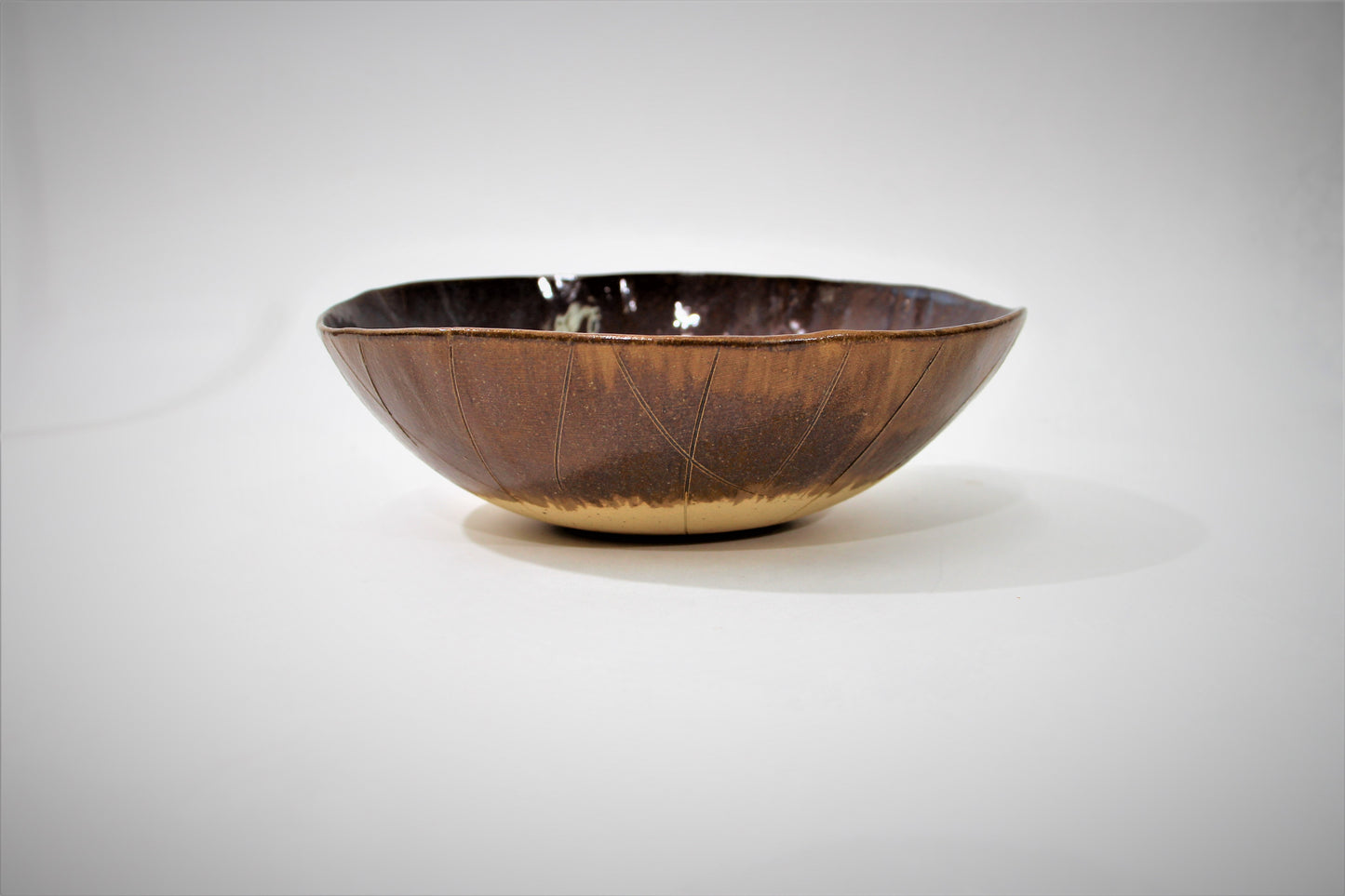 Brown blue ceramic bowl