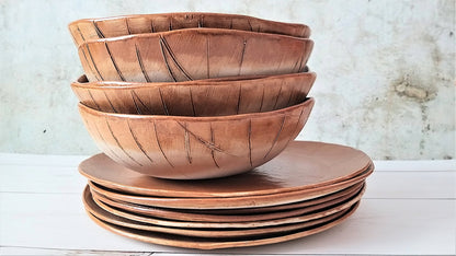 Rustic Stoneware Brown Dinnerware Set - A Modern Ceramic Dish Set