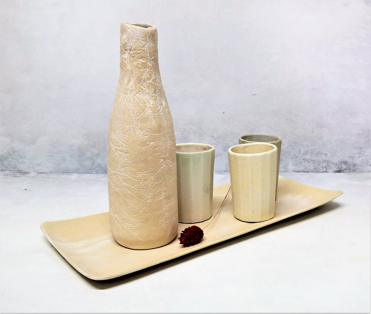 White ceramic drinking set