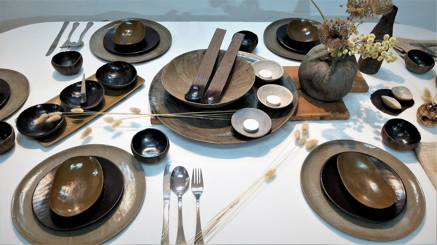 Modern Easter Dinnerware Set for 6-12 People - Brown Ceramic Dishes fo –  YOMYOM CERAMIC By yossi malca