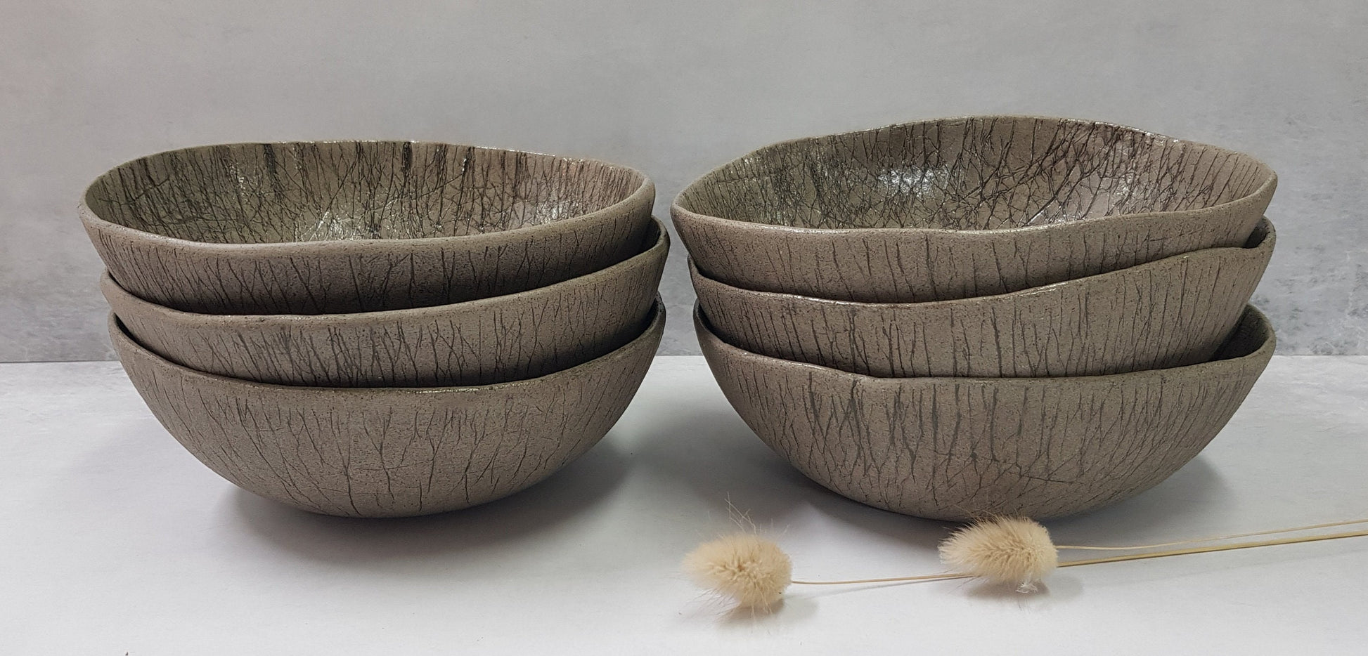Gray handmade ceramic bowls