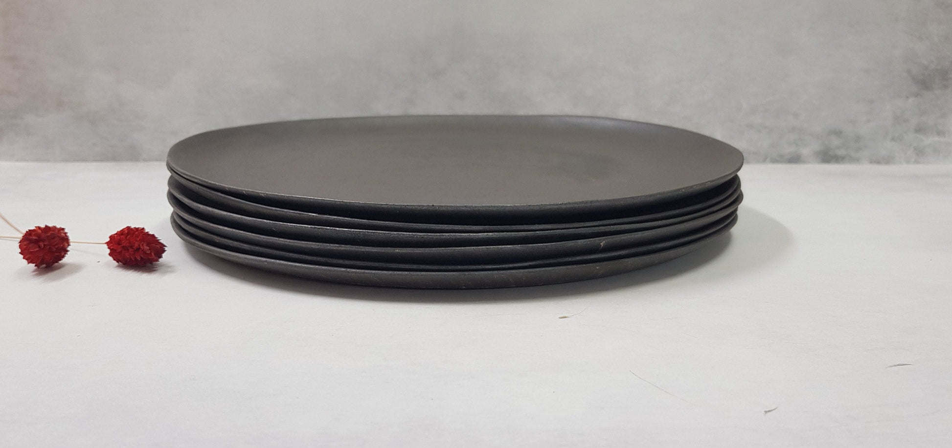 Black Ceramic Asian Plate Set