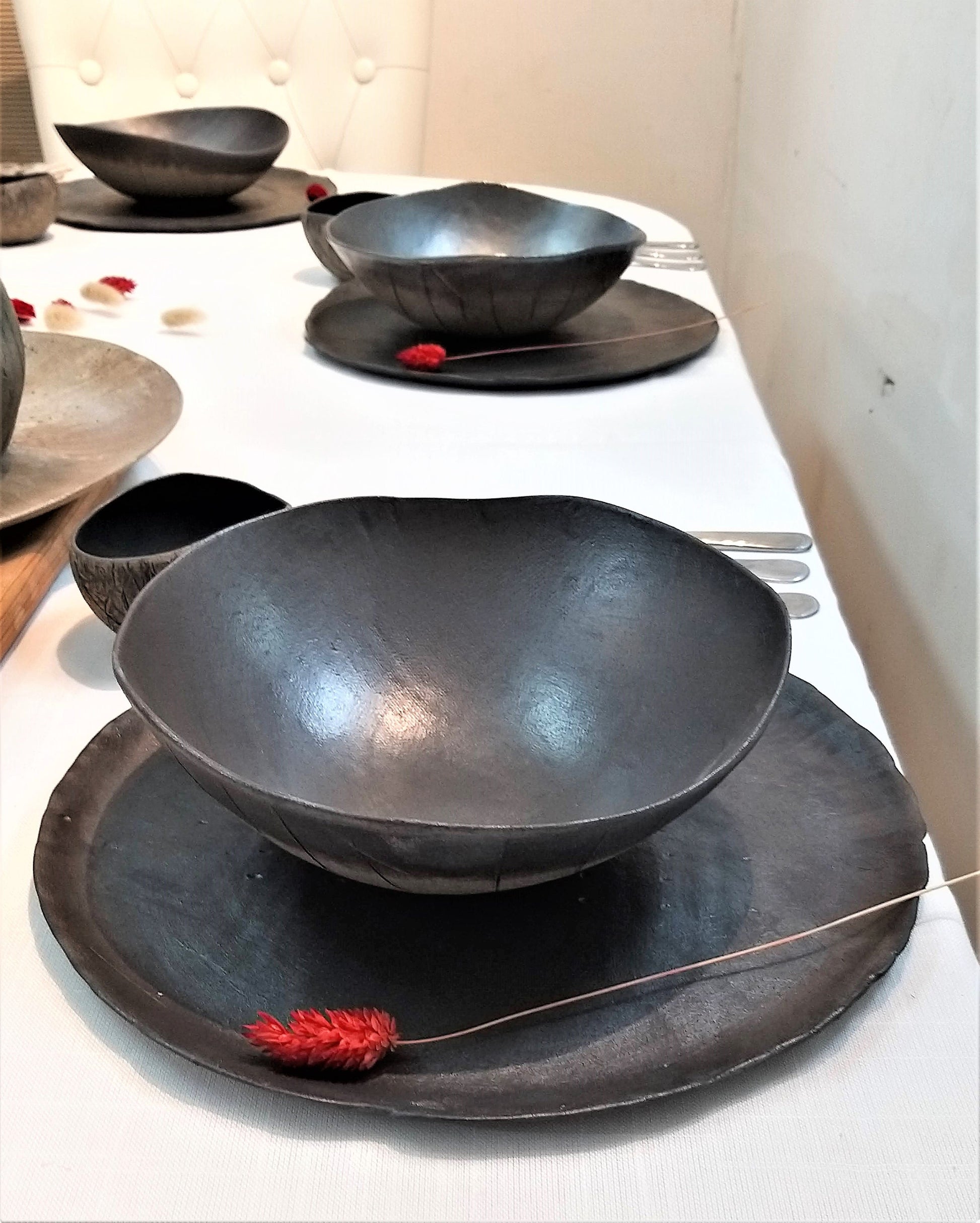 Black Handmade Ceramic Dinner Set