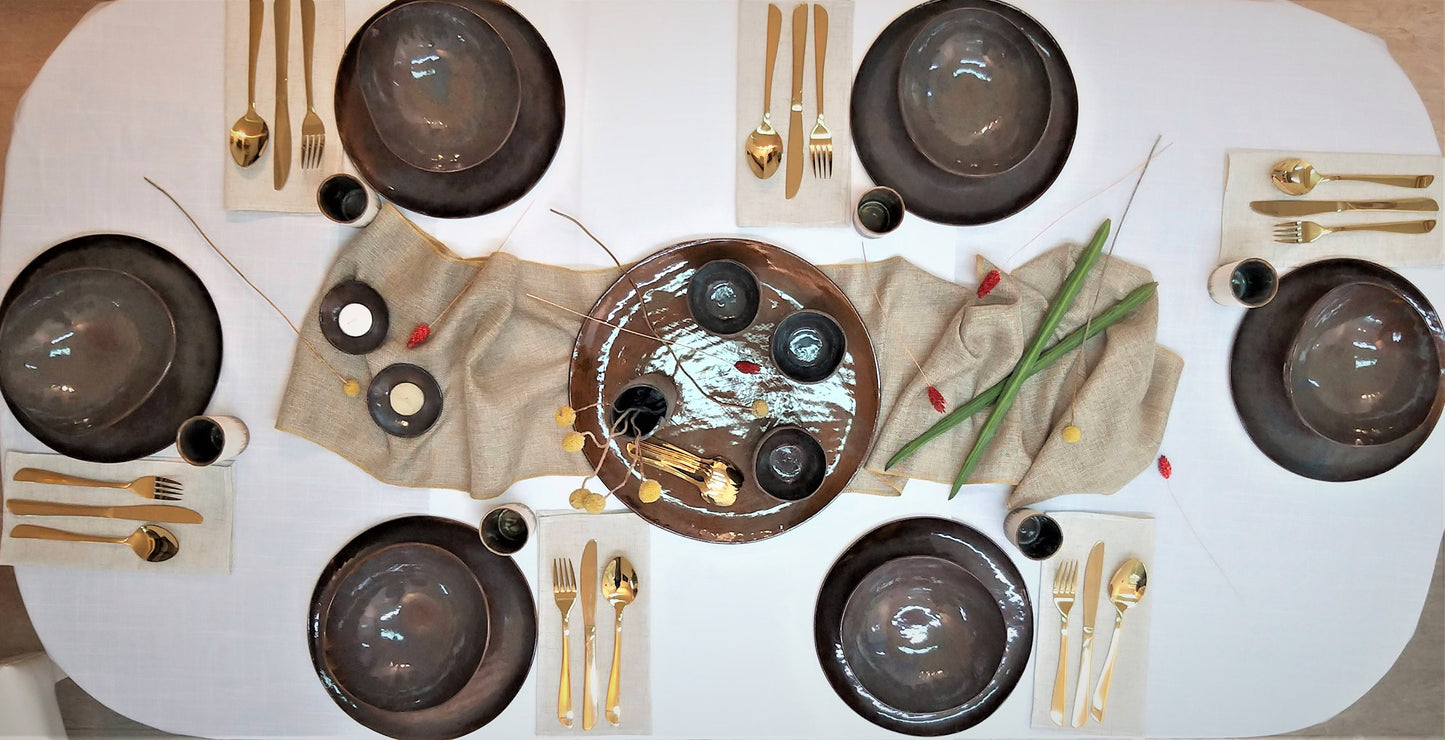 Handmade Ceramic Brown Dinnerware Set