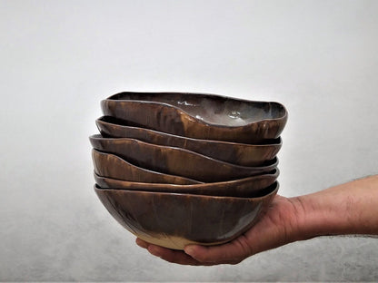 Handmade ceramic brown bowls